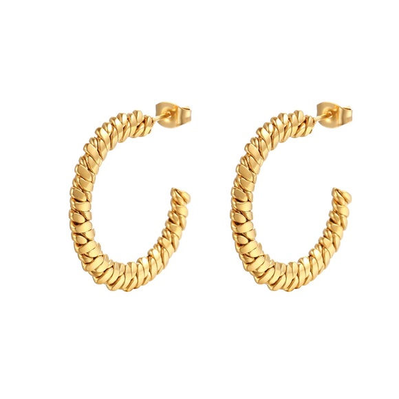 NEW💎18K Gold Braided Twisted Hoop Earrings* - Picture 10 of 12